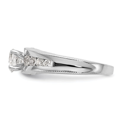 14K White Gold Diamond Peg Set Engagement Ring