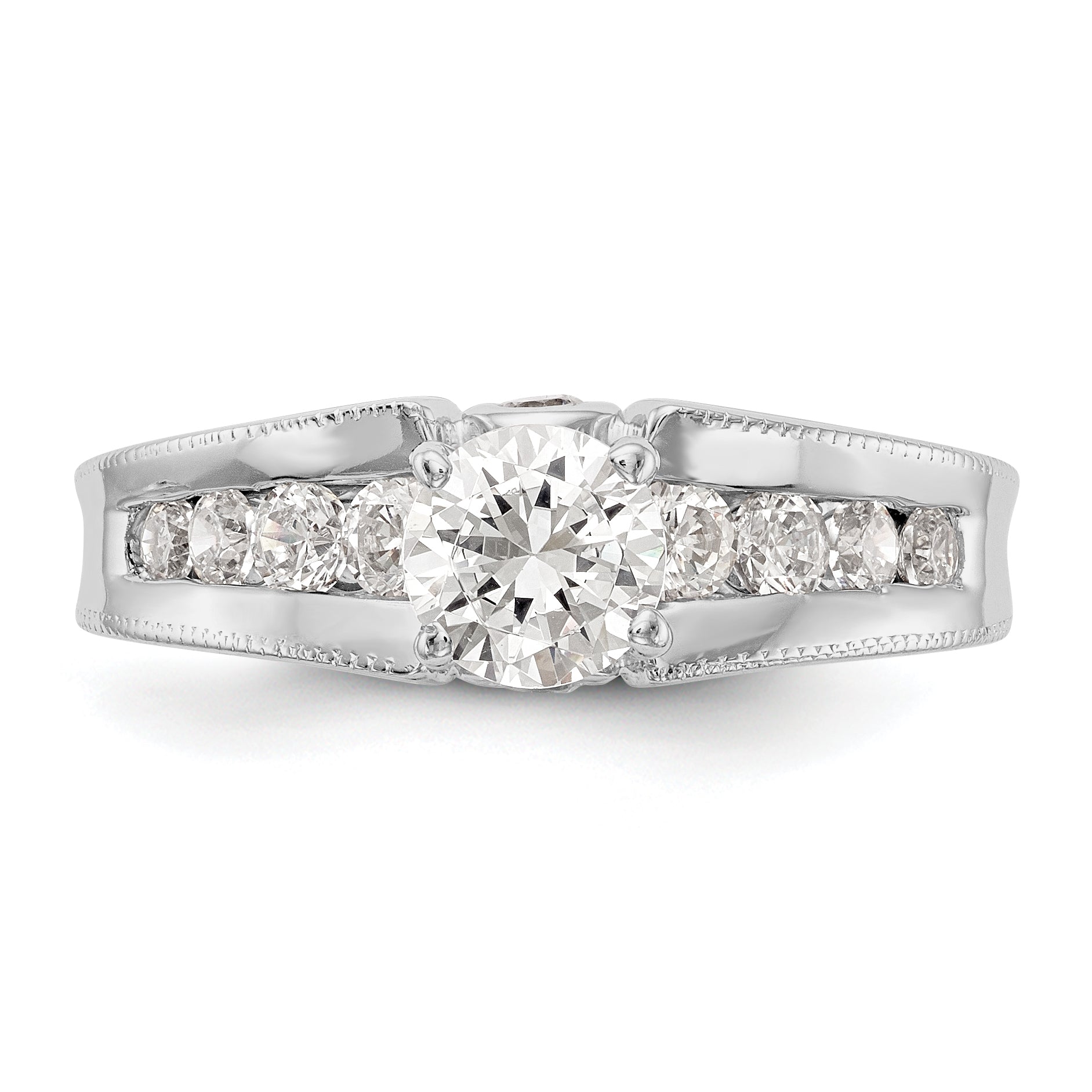 14K White Gold Diamond Peg Set Engagement Ring