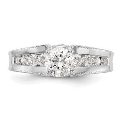 14K White Gold Diamond Peg Set Engagement Ring