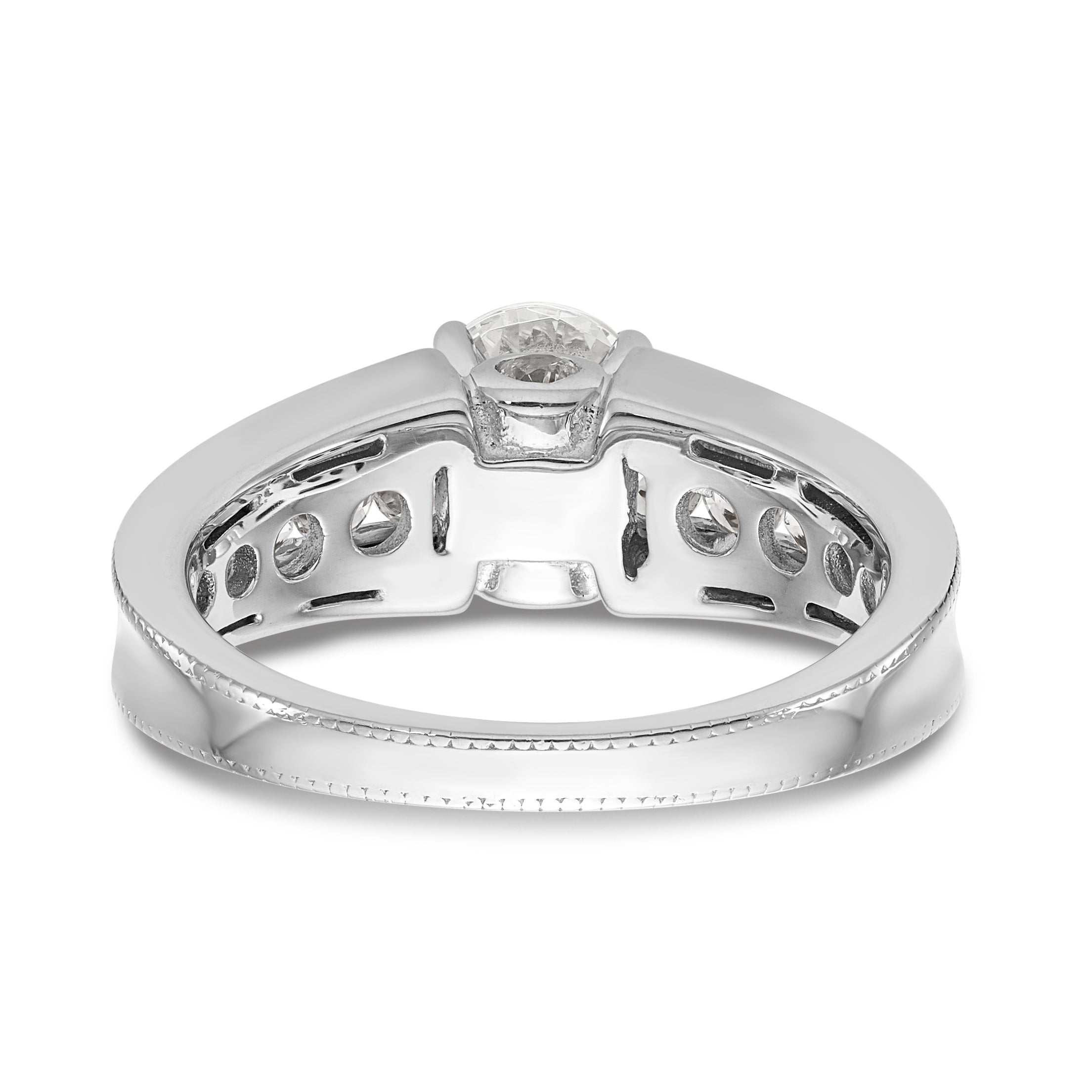 14K White Gold Diamond Peg Set Engagement Ring