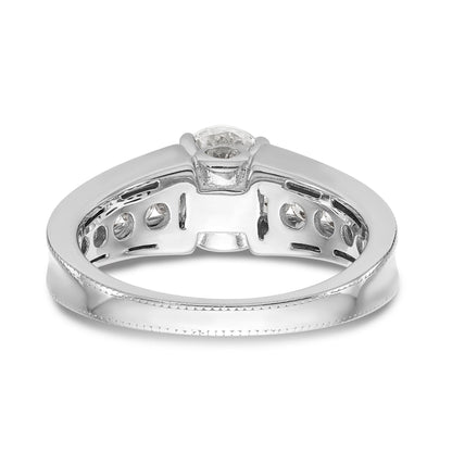 14K White Gold Diamond Peg Set Engagement Ring