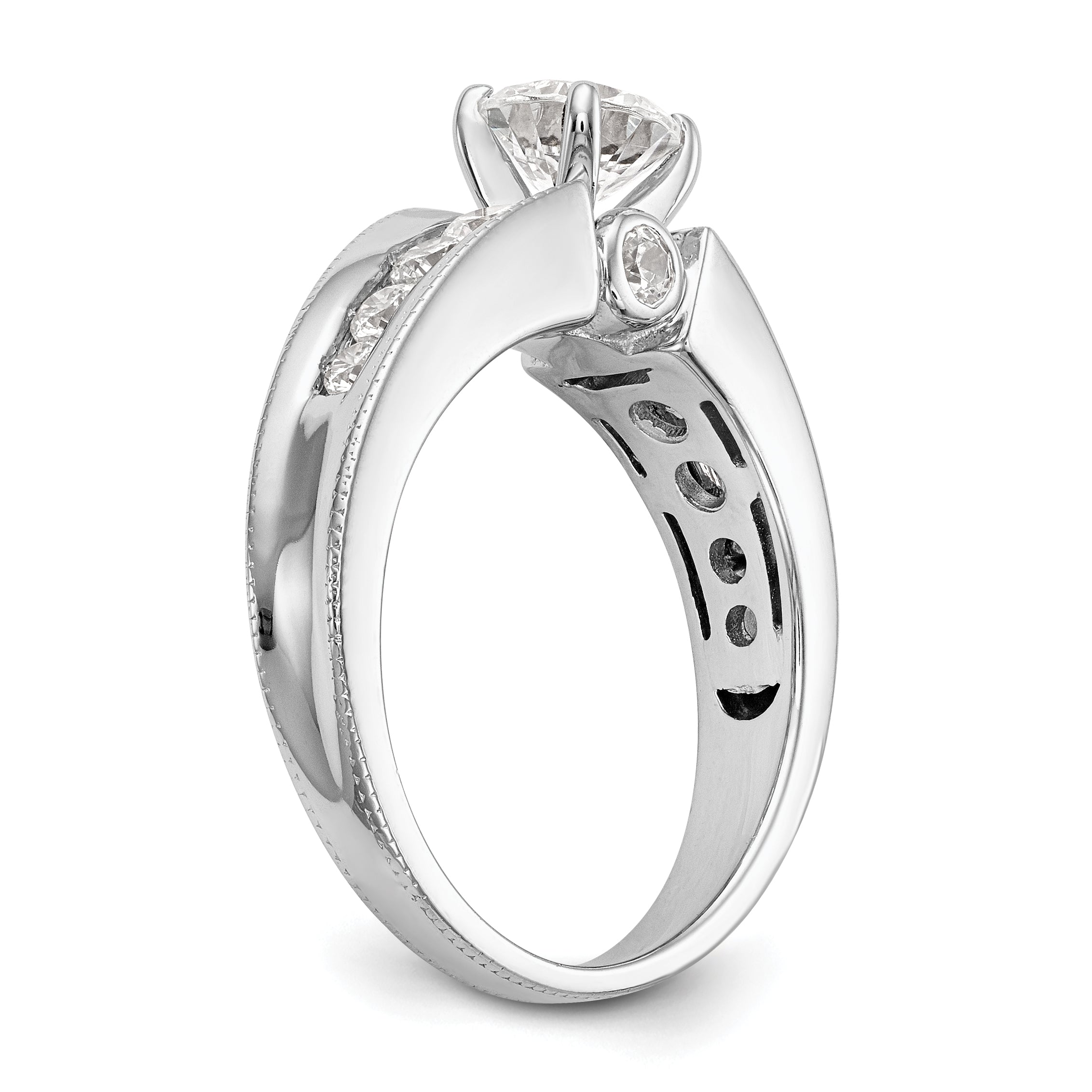 14K White Gold Diamond Peg Set Engagement Ring