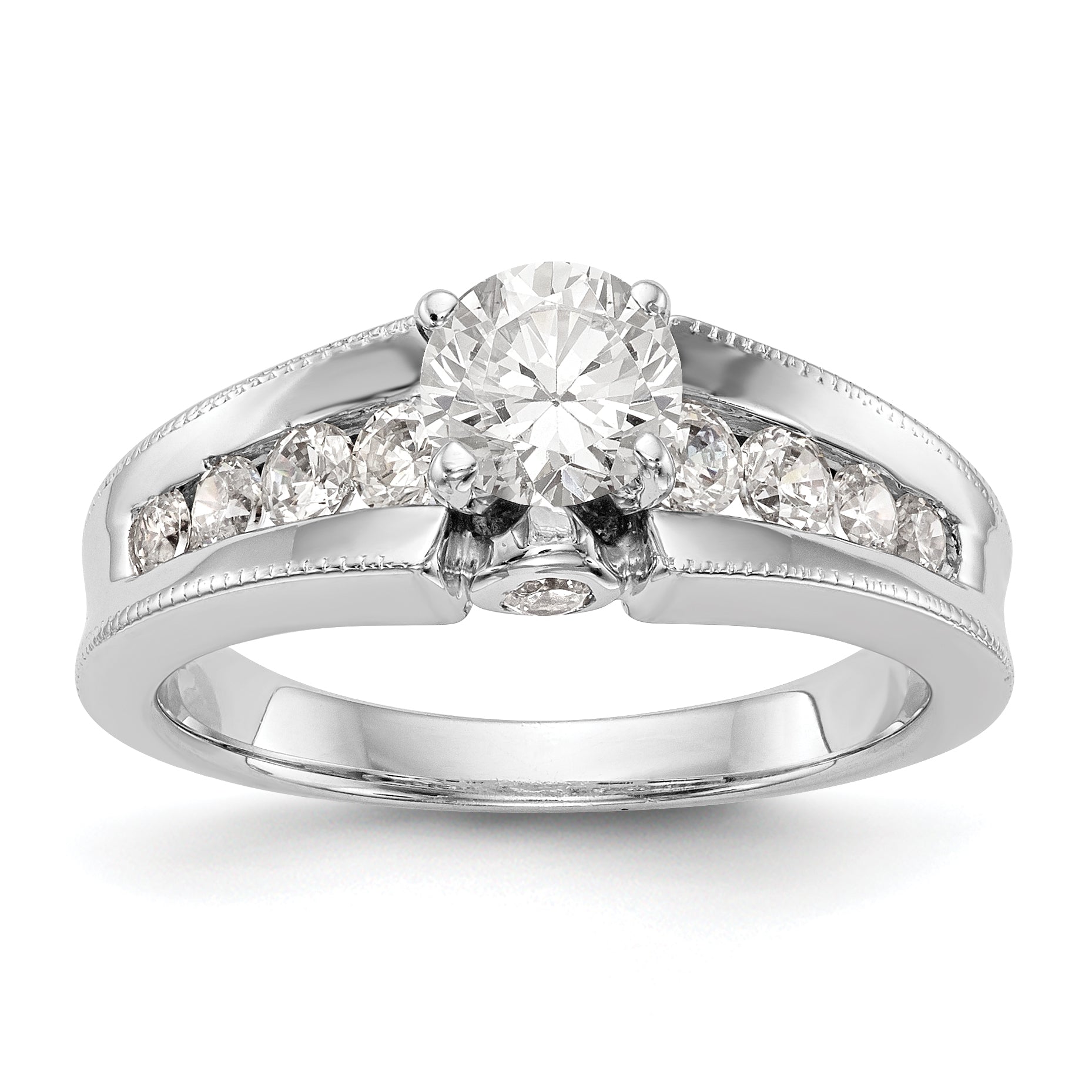 14K White Gold Diamond Peg Set Engagement Ring