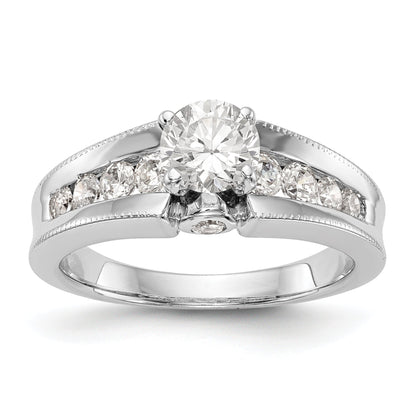14K White Gold Diamond Peg Set Engagement Ring