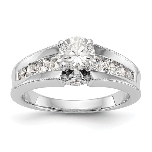 14K White Gold Diamond Peg Set Engagement Ring