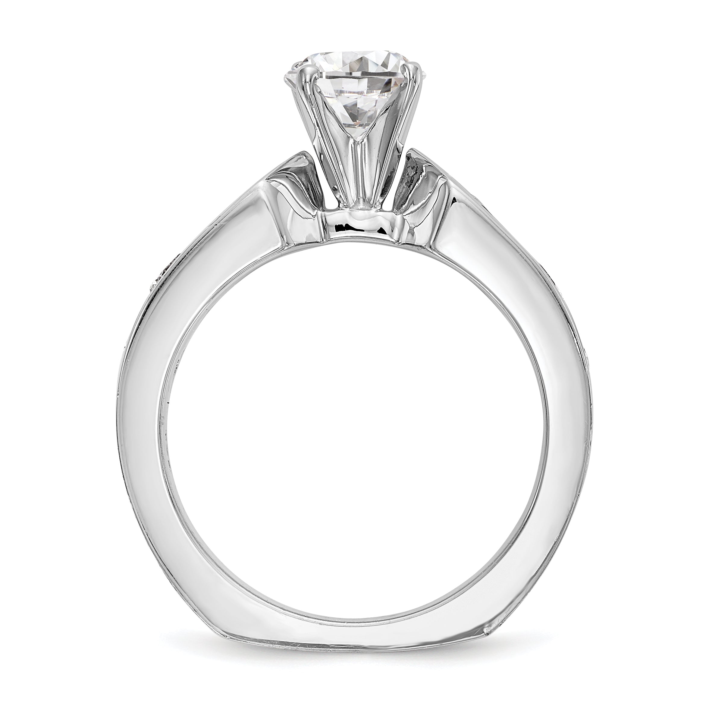 14K White Gold Diamond Peg Set Engagement Ring