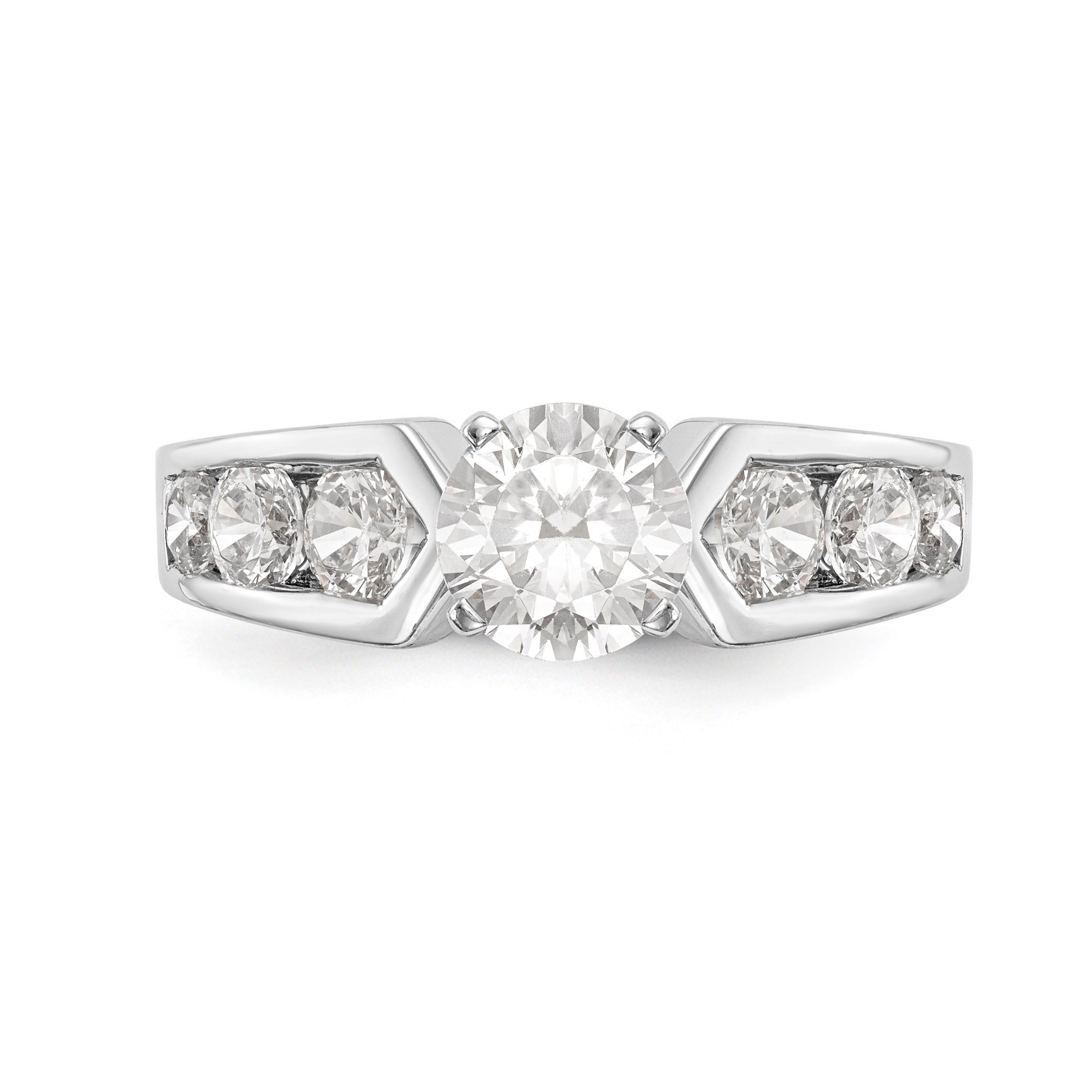 14K White Gold Diamond Peg Set Engagement Ring