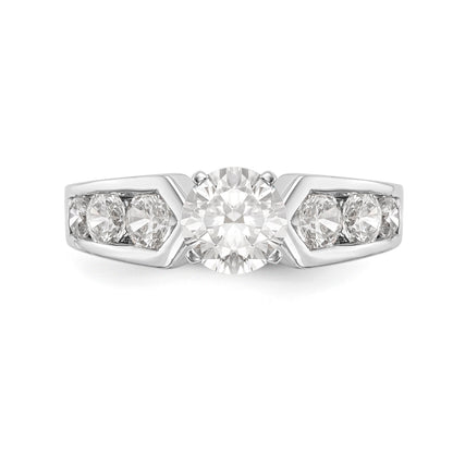 14K White Gold Diamond Peg Set Engagement Ring