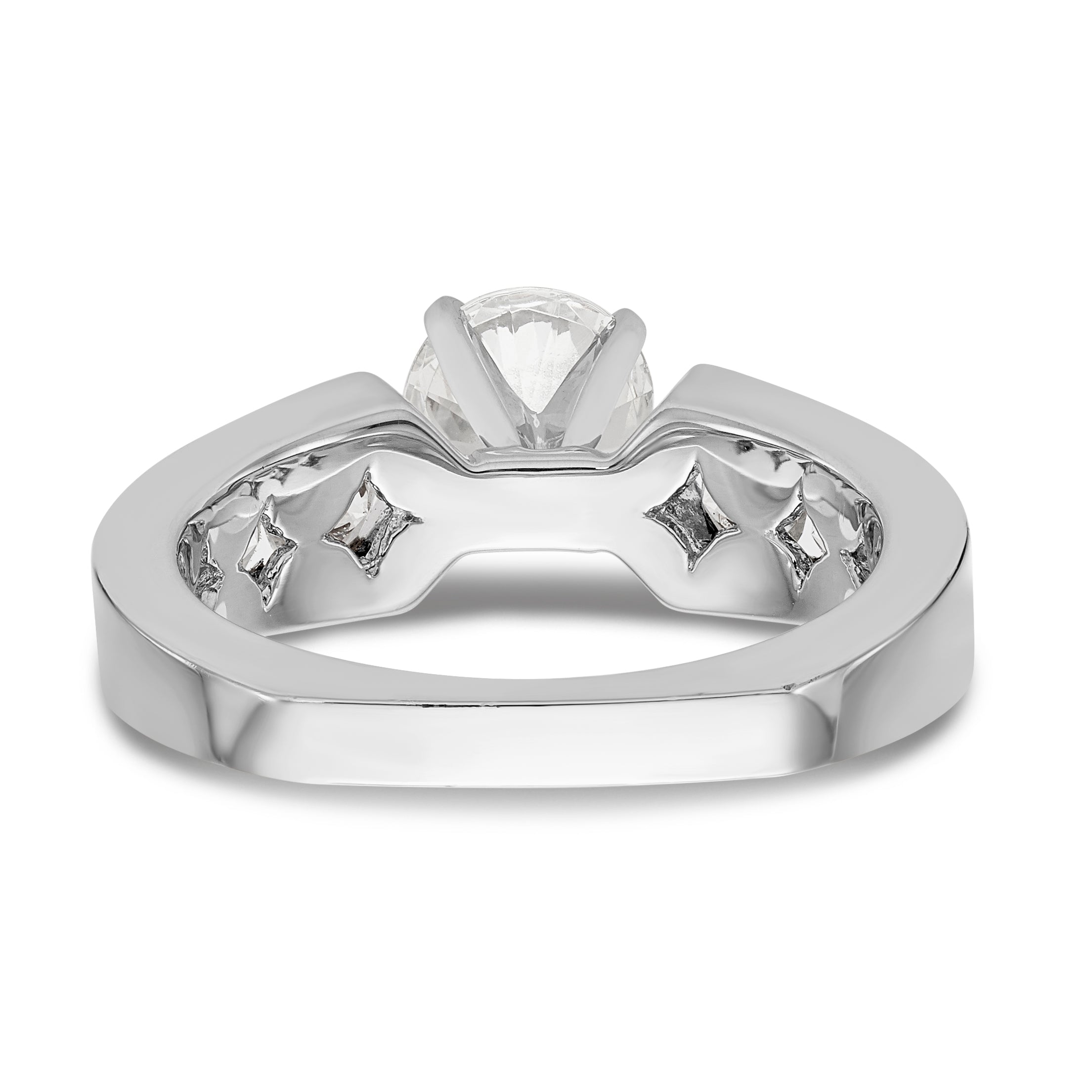 14K White Gold Diamond Peg Set Engagement Ring