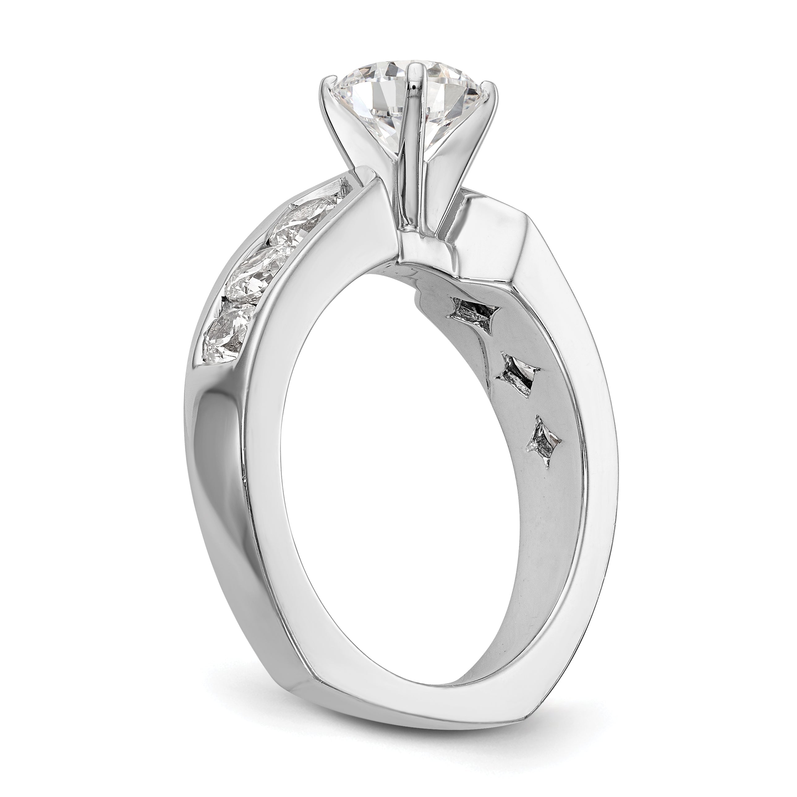 14K White Gold Diamond Peg Set Engagement Ring