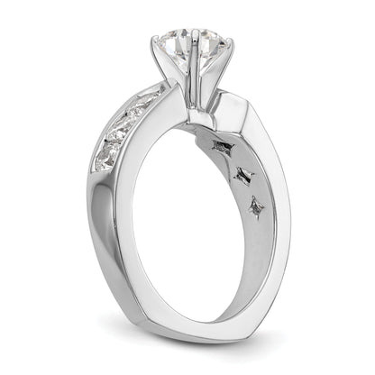 14K White Gold Diamond Peg Set Engagement Ring