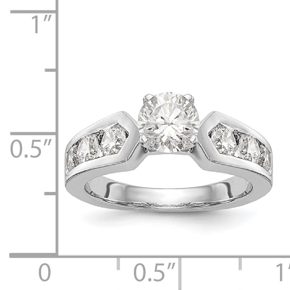 14K White Gold Diamond Peg Set Engagement Ring