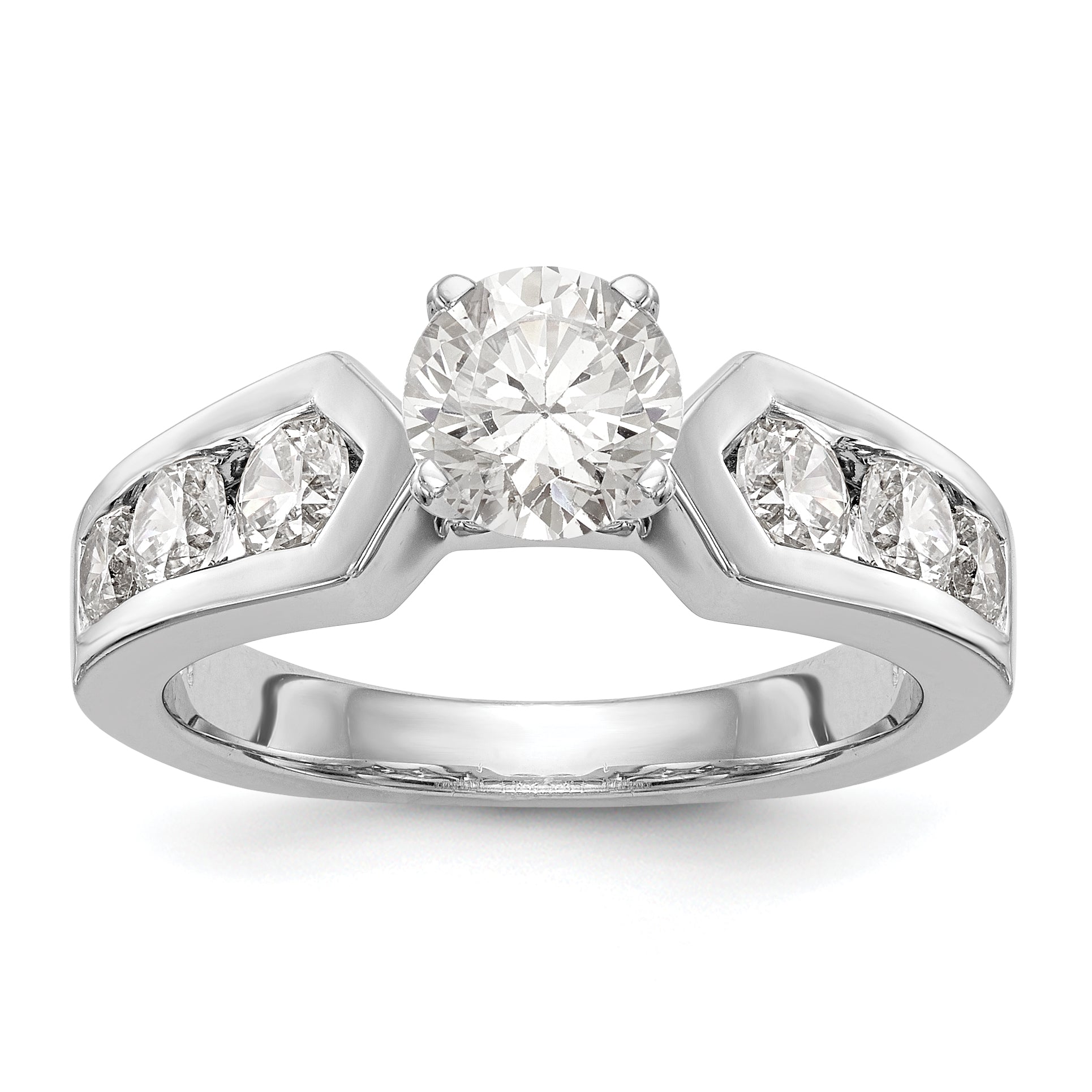14K White Gold Diamond Peg Set Engagement Ring