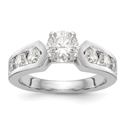 14K White Gold Diamond Peg Set Engagement Ring
