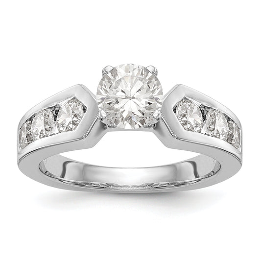 14K White Gold Diamond Peg Set Engagement Ring