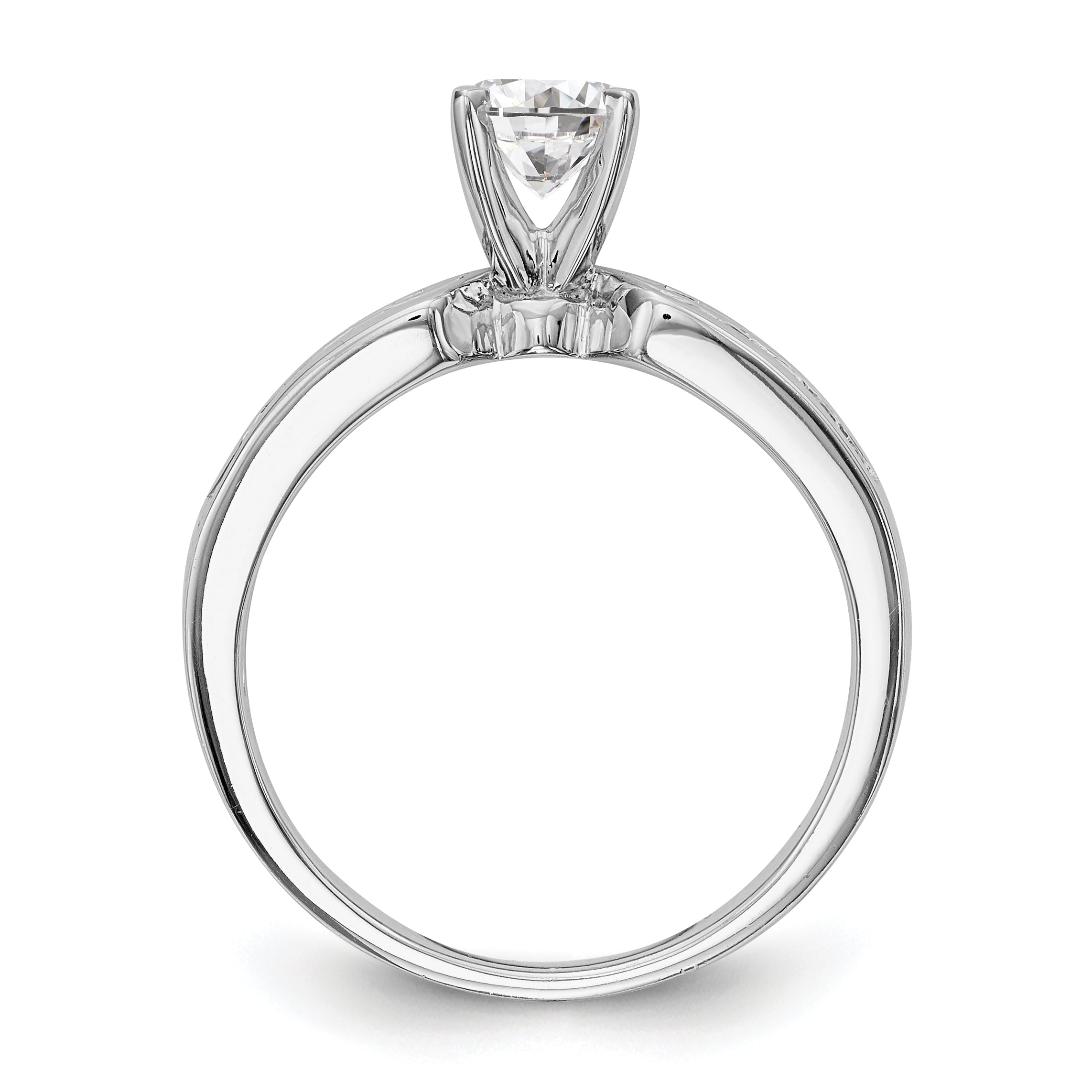 14K White Gold Diamond Peg Set Engagement Ring