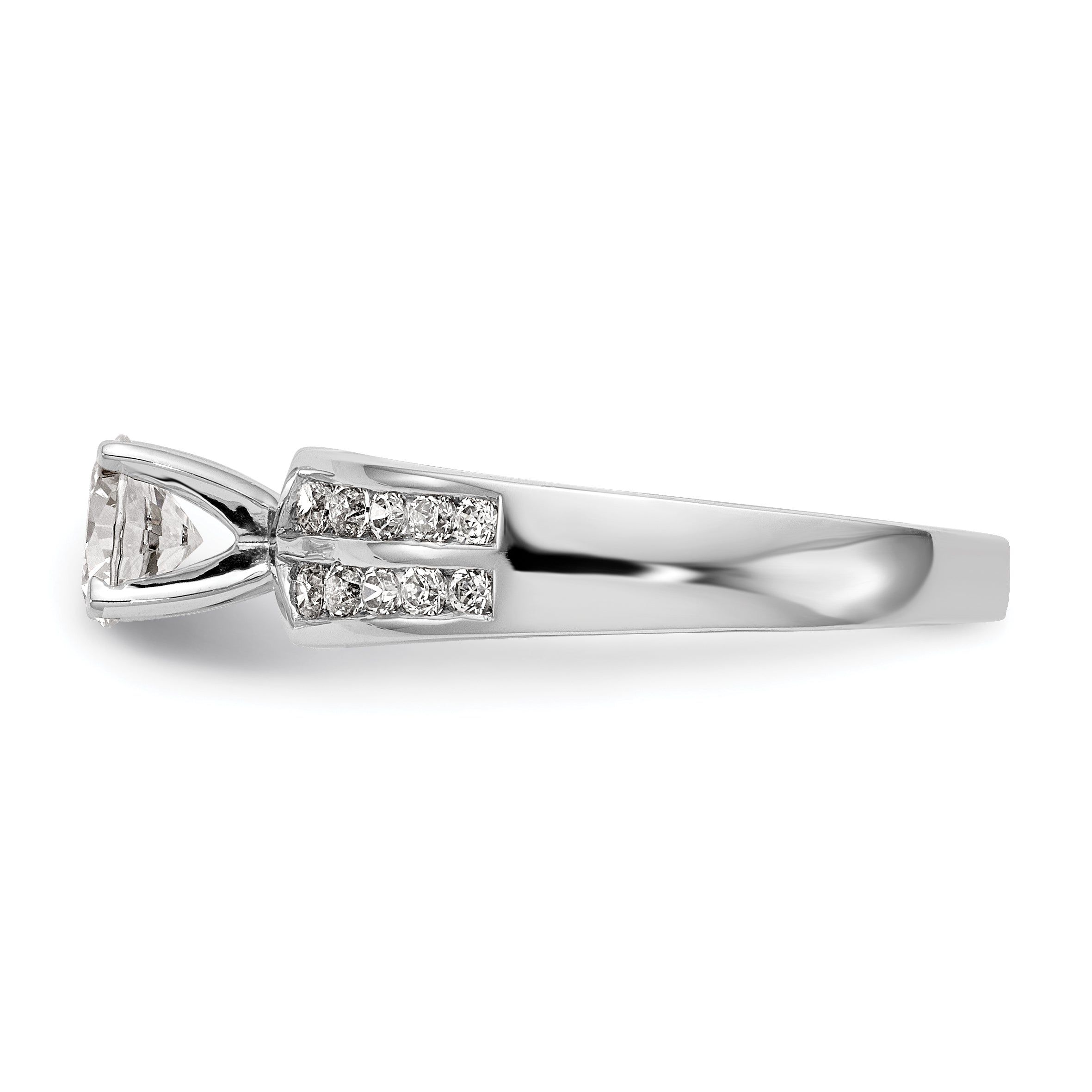 14K White Gold Diamond Peg Set Engagement Ring