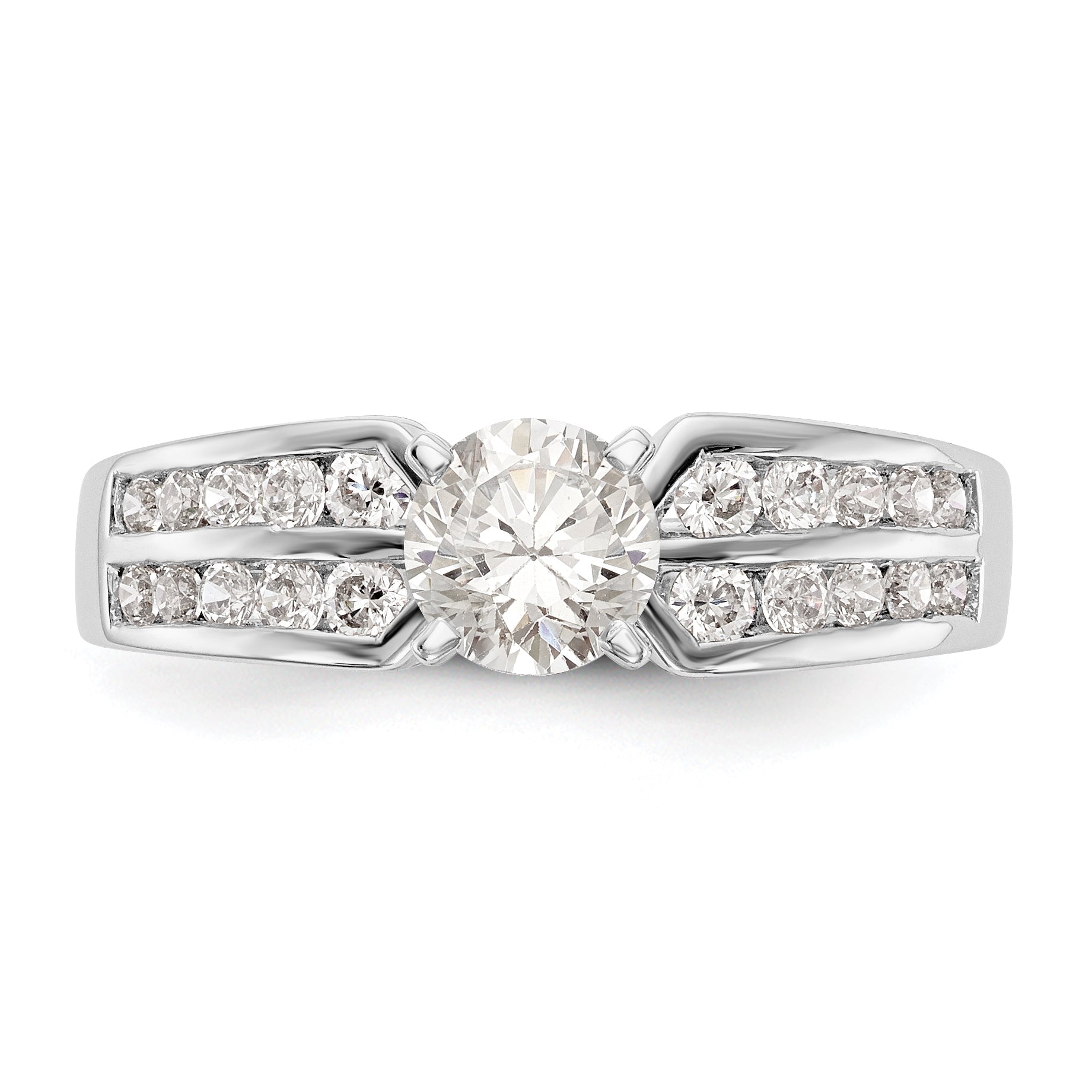 14K White Gold Diamond Peg Set Engagement Ring