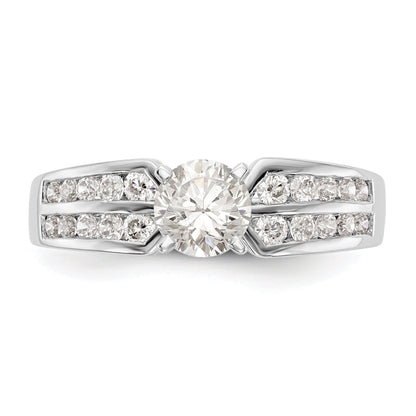 14K White Gold Diamond Peg Set Engagement Ring