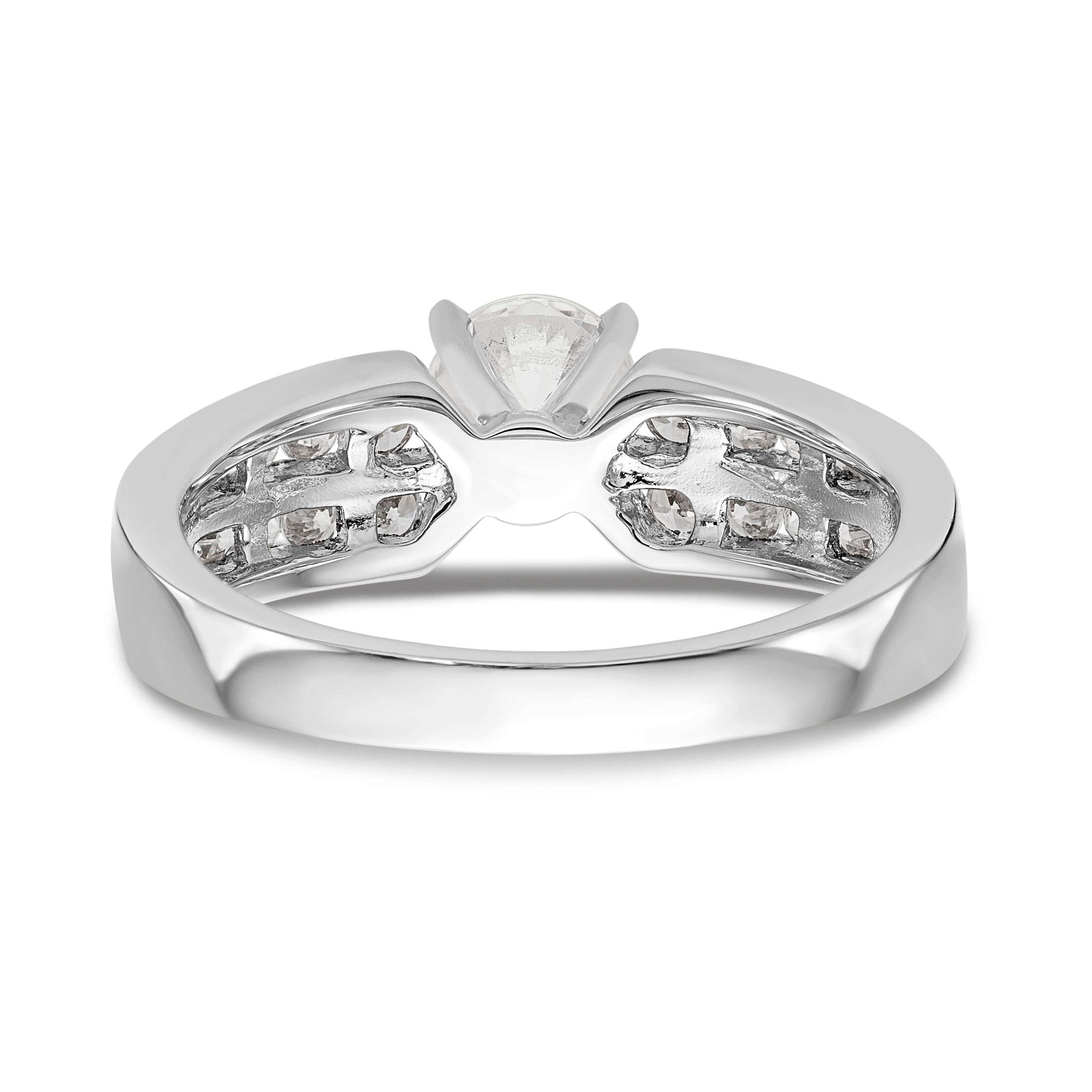 14K White Gold Diamond Peg Set Engagement Ring