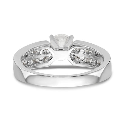 14K White Gold Diamond Peg Set Engagement Ring