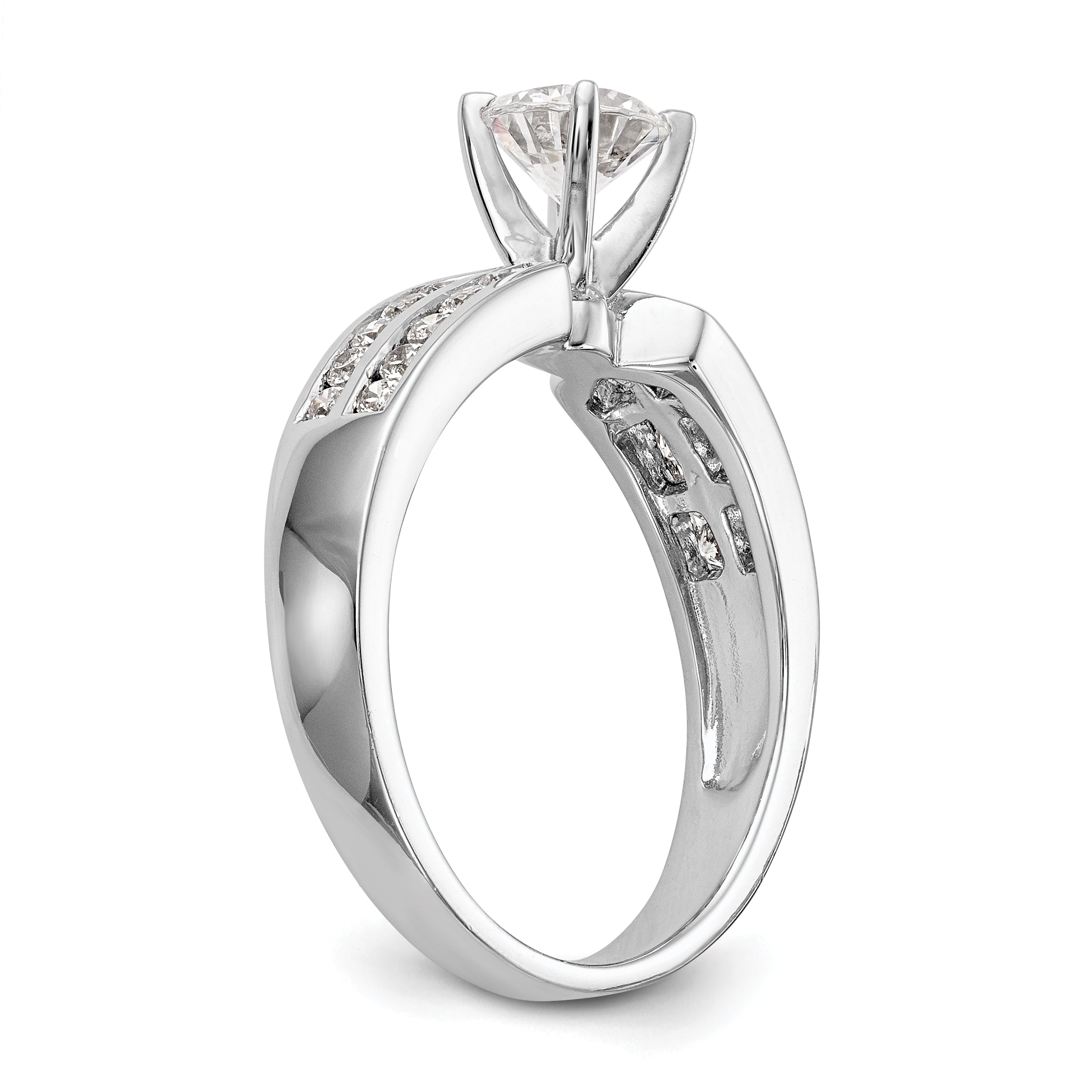 14K White Gold Diamond Peg Set Engagement Ring