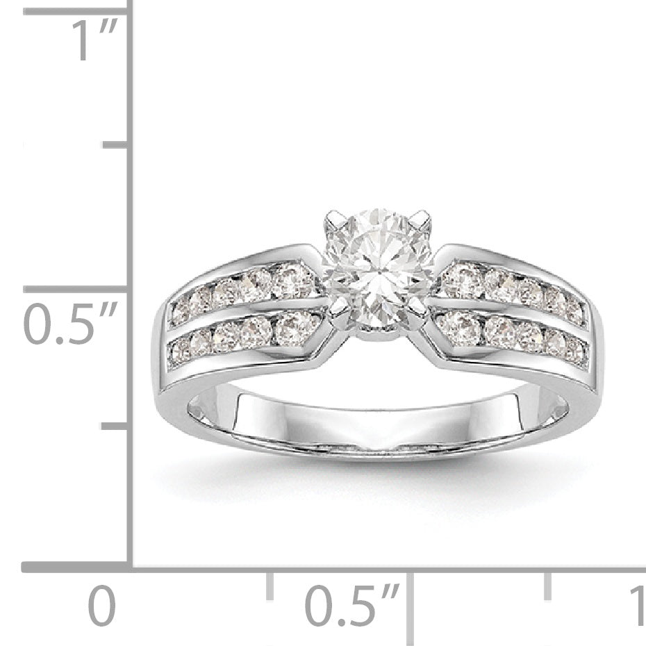 14K White Gold Diamond Peg Set Engagement Ring