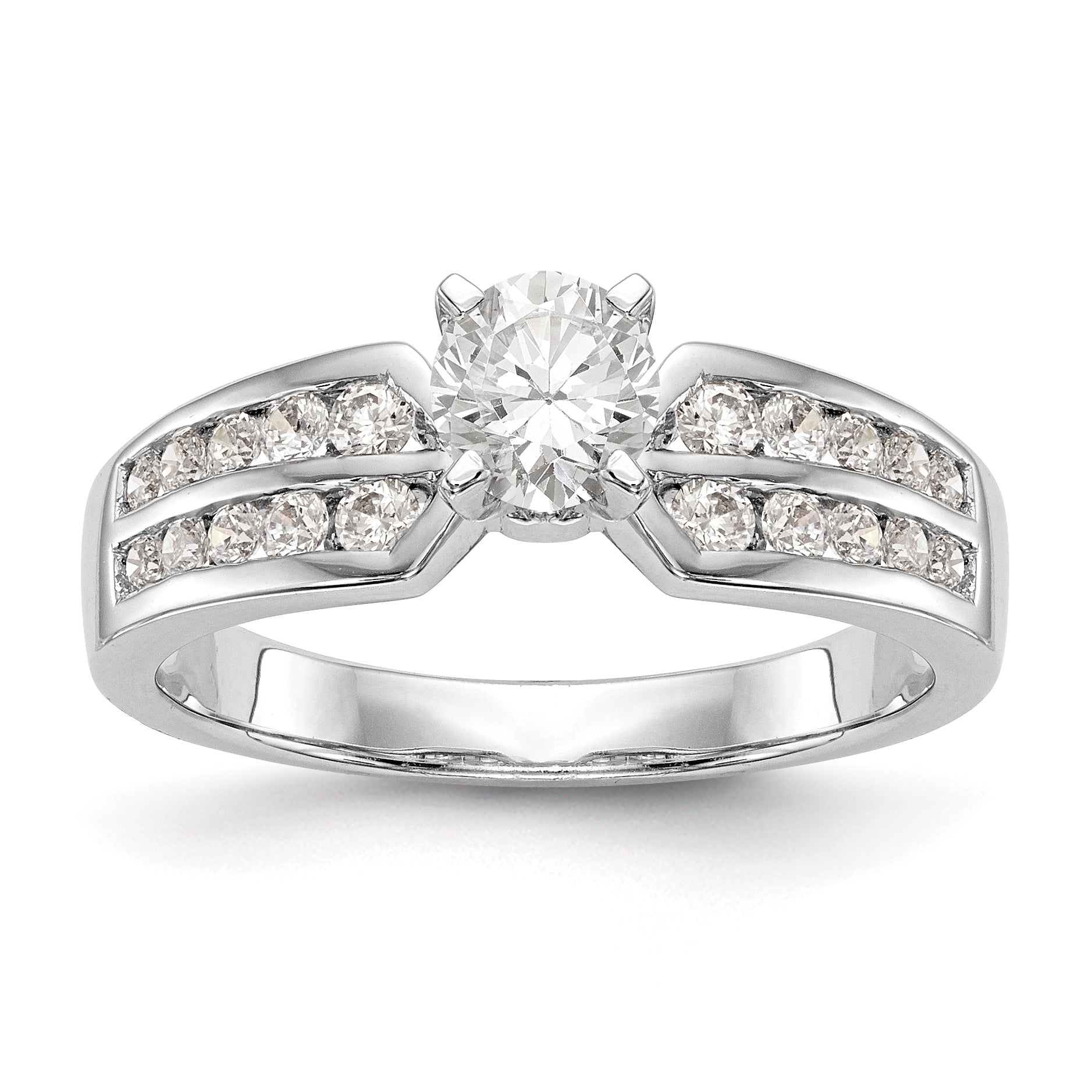 14K White Gold Diamond Peg Set Engagement Ring