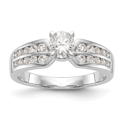 14K White Gold Diamond Peg Set Engagement Ring