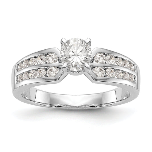 14K White Gold Diamond Peg Set Engagement Ring