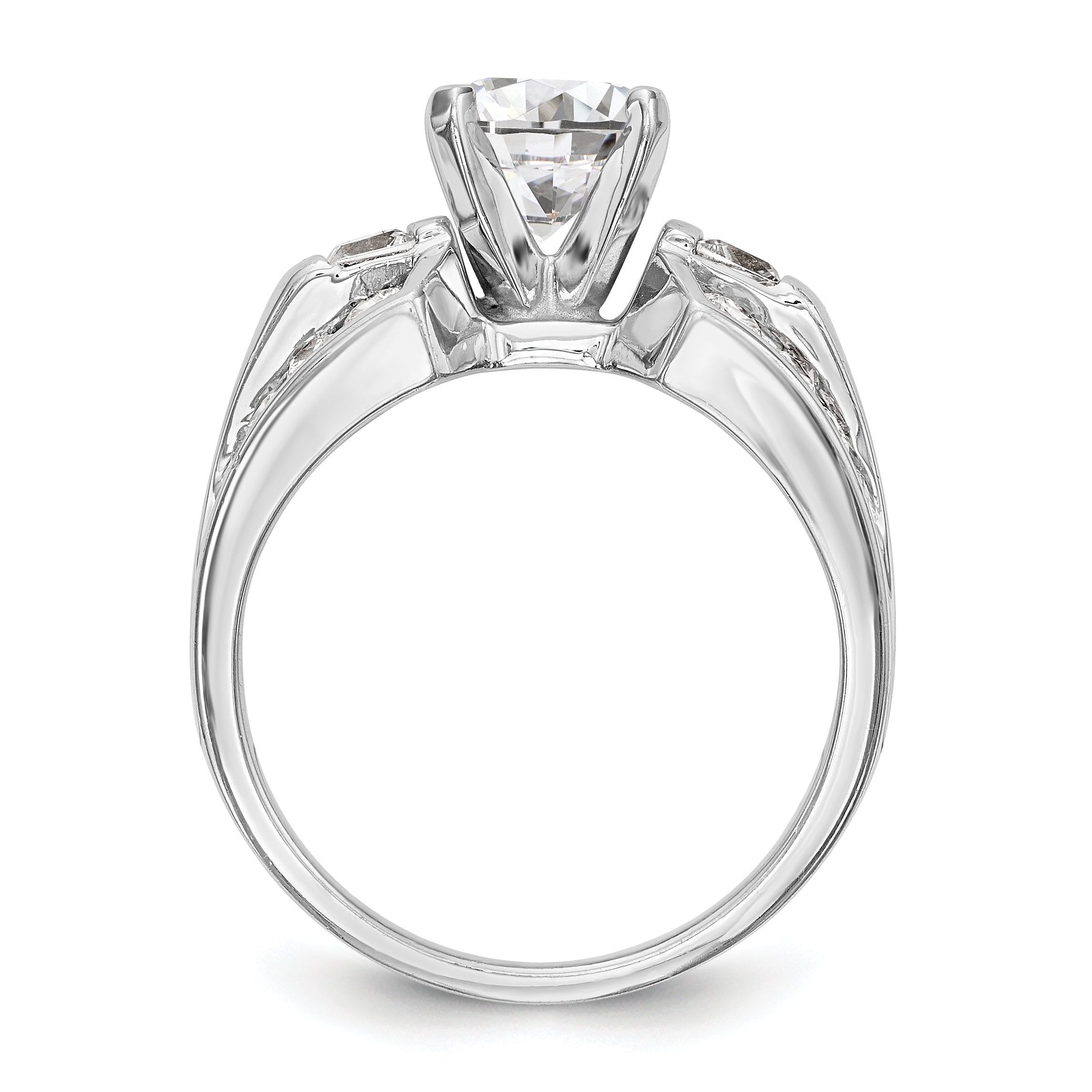 14K White Gold Diamond Peg Set Engagement Ring