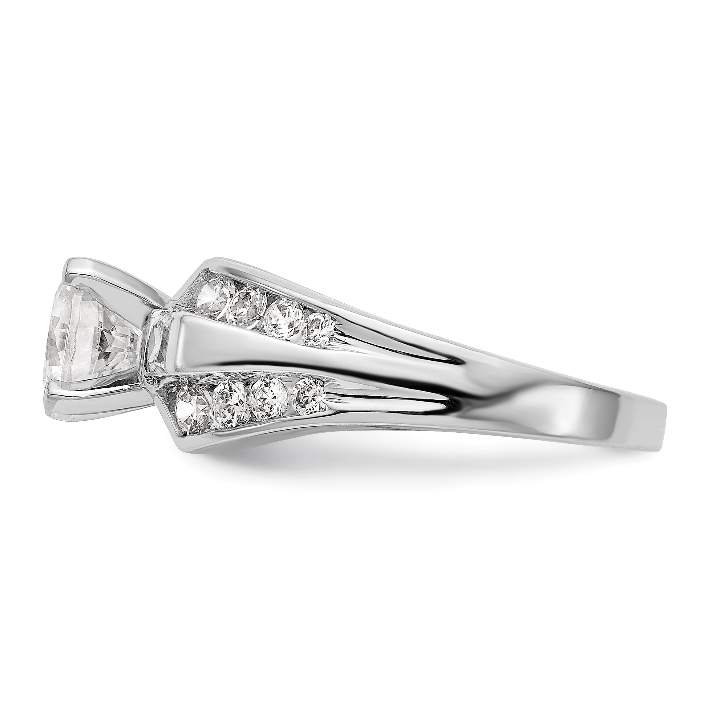 14K White Gold Diamond Peg Set Engagement Ring