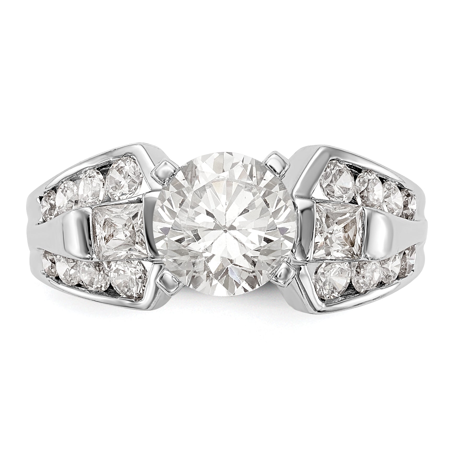 14K White Gold Diamond Peg Set Engagement Ring