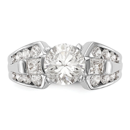 14K White Gold Diamond Peg Set Engagement Ring