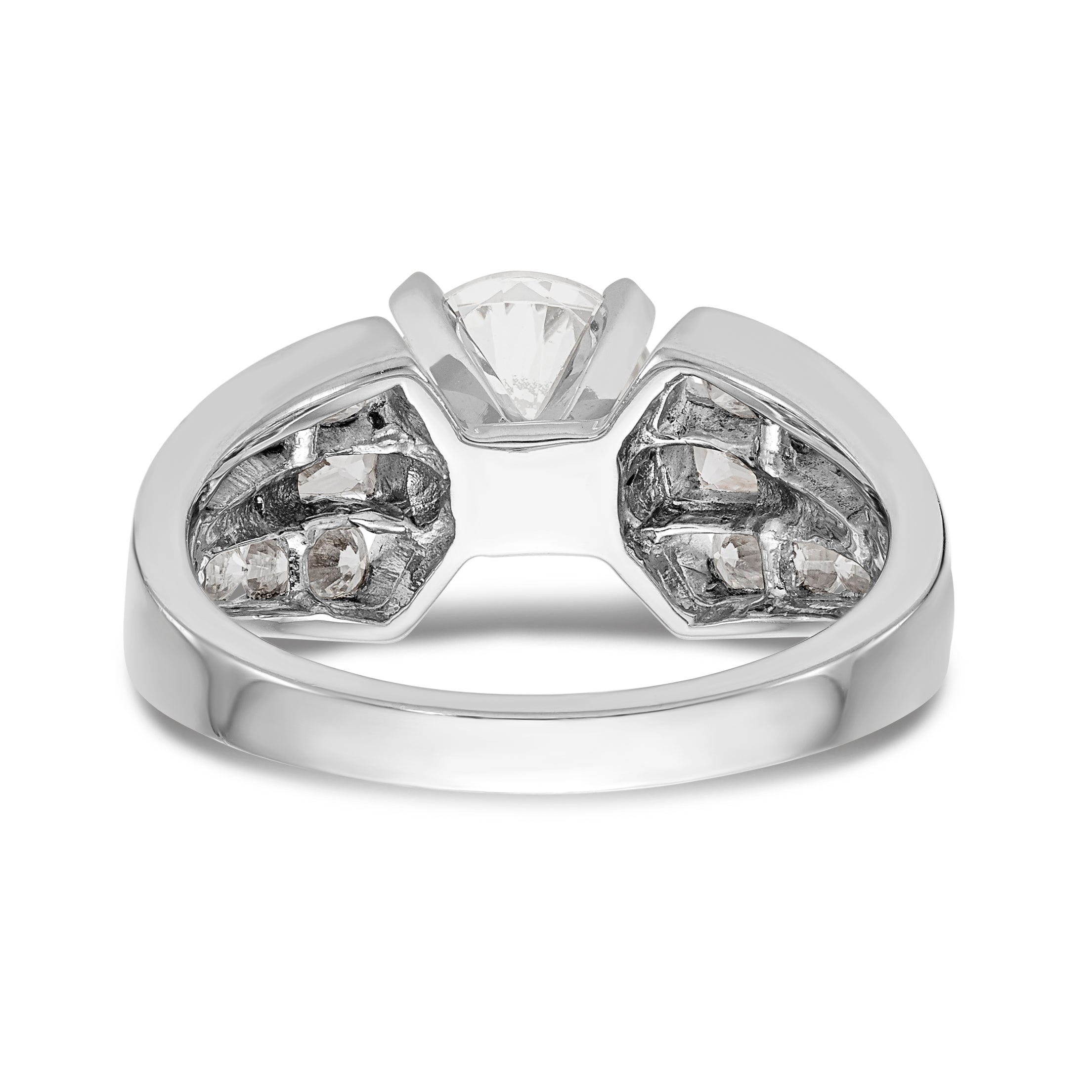 14K White Gold Diamond Peg Set Engagement Ring