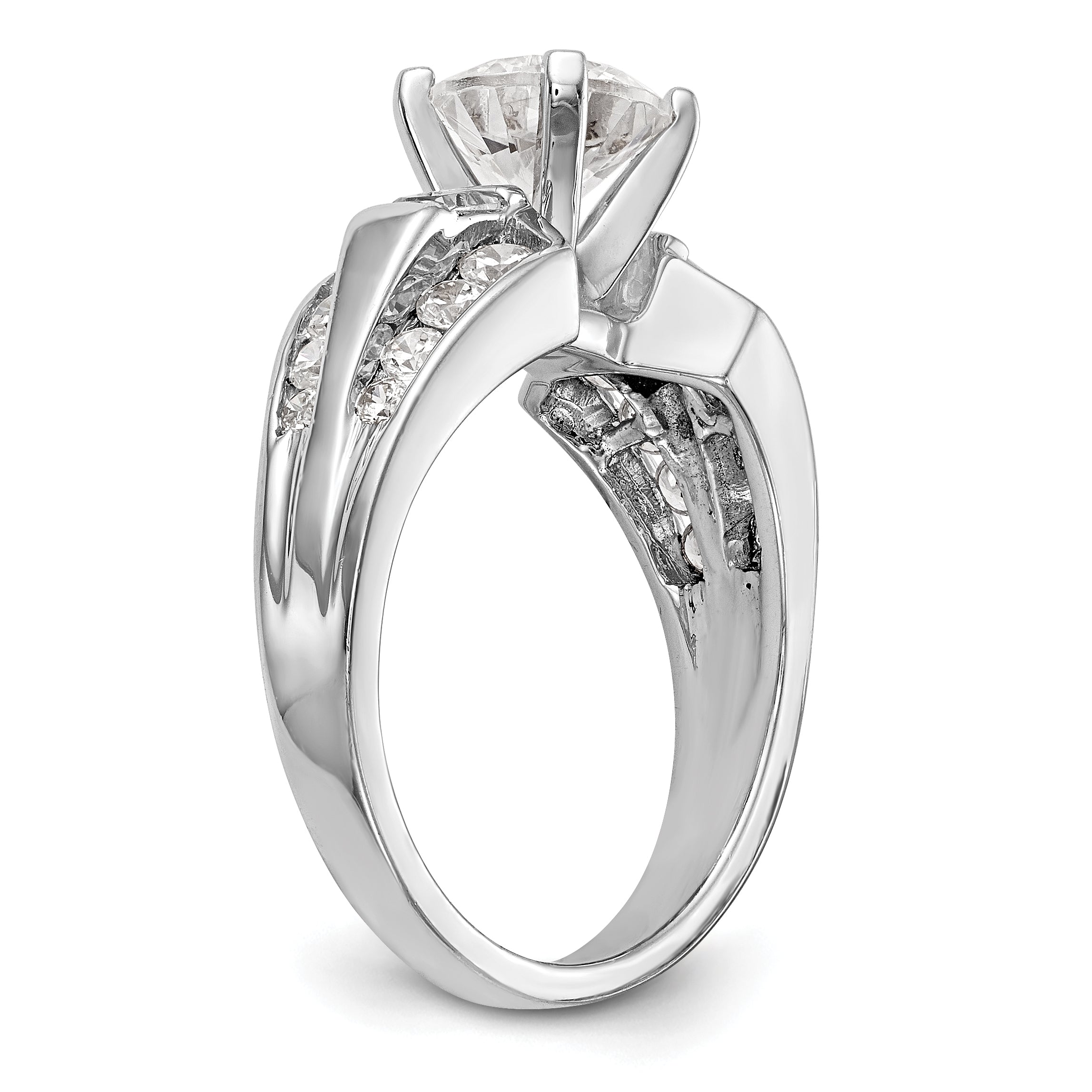 14K White Gold Diamond Peg Set Engagement Ring