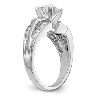 14K White Gold Diamond Peg Set Engagement Ring