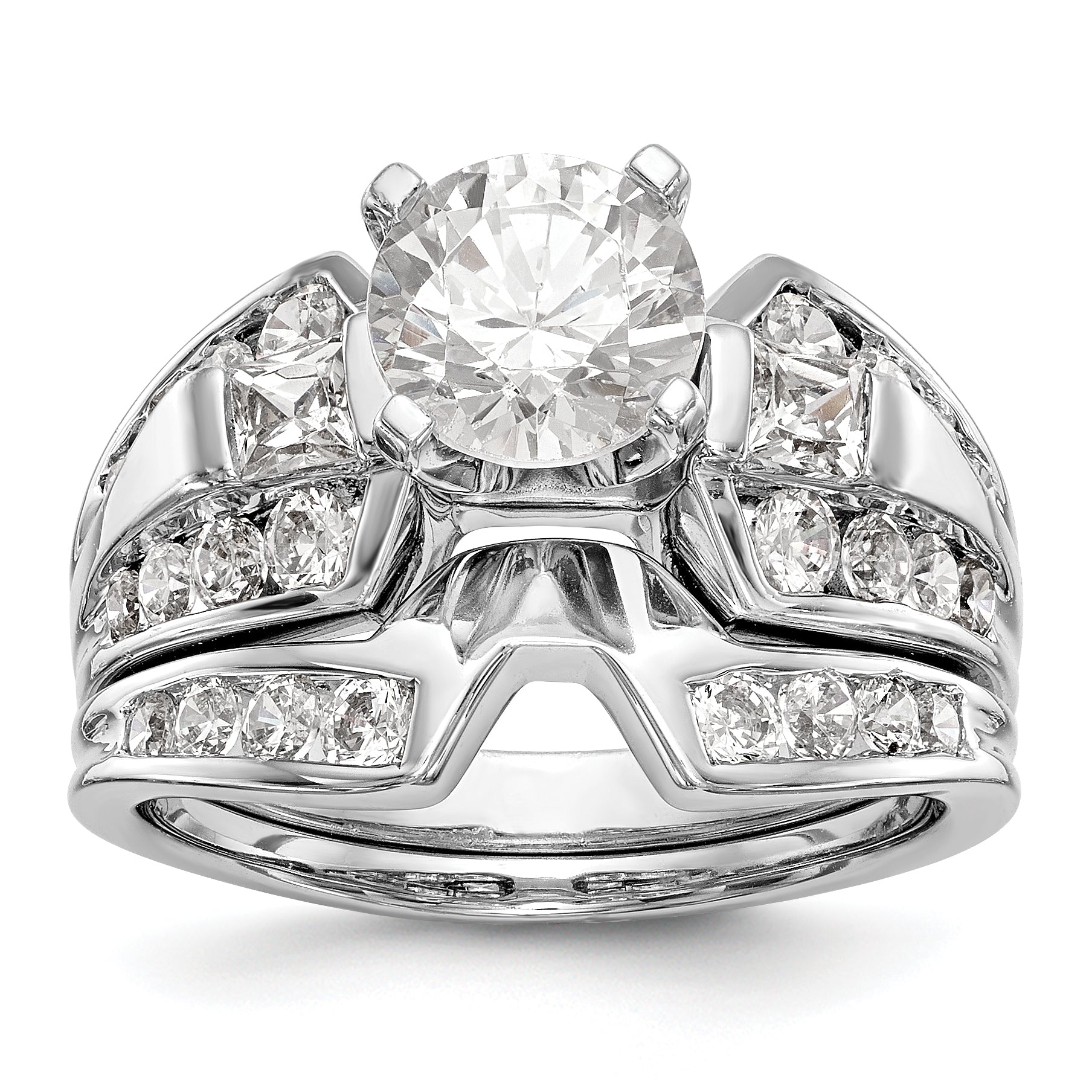 14K White Gold Diamond Peg Set Engagement Ring