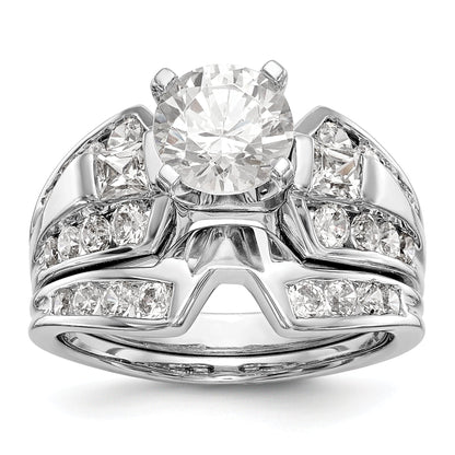 14K White Gold Diamond Peg Set Engagement Ring