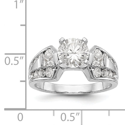 14K White Gold Diamond Peg Set Engagement Ring