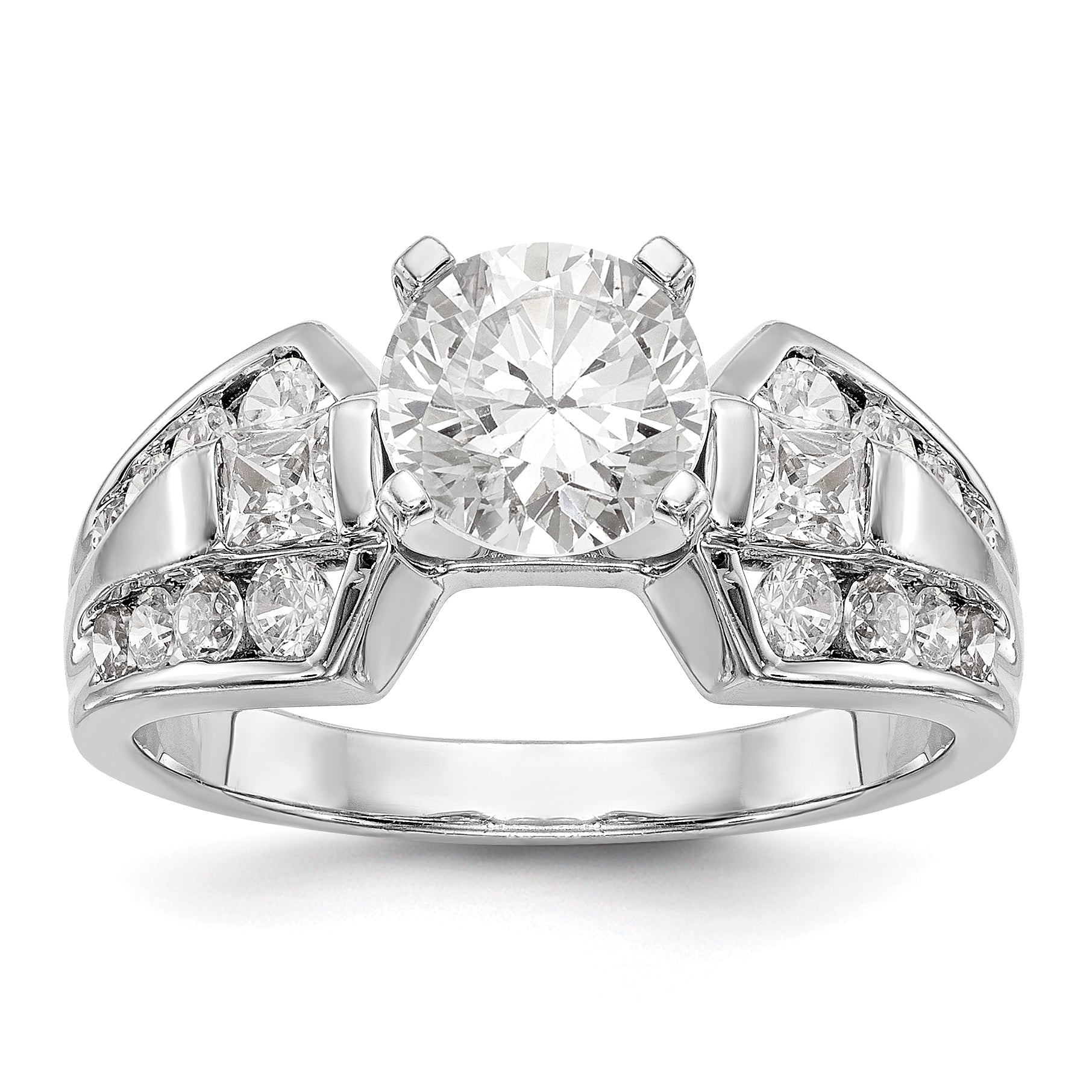 14K White Gold Diamond Peg Set Engagement Ring