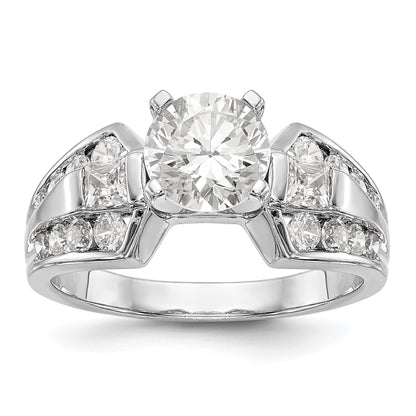14K White Gold Diamond Peg Set Engagement Ring