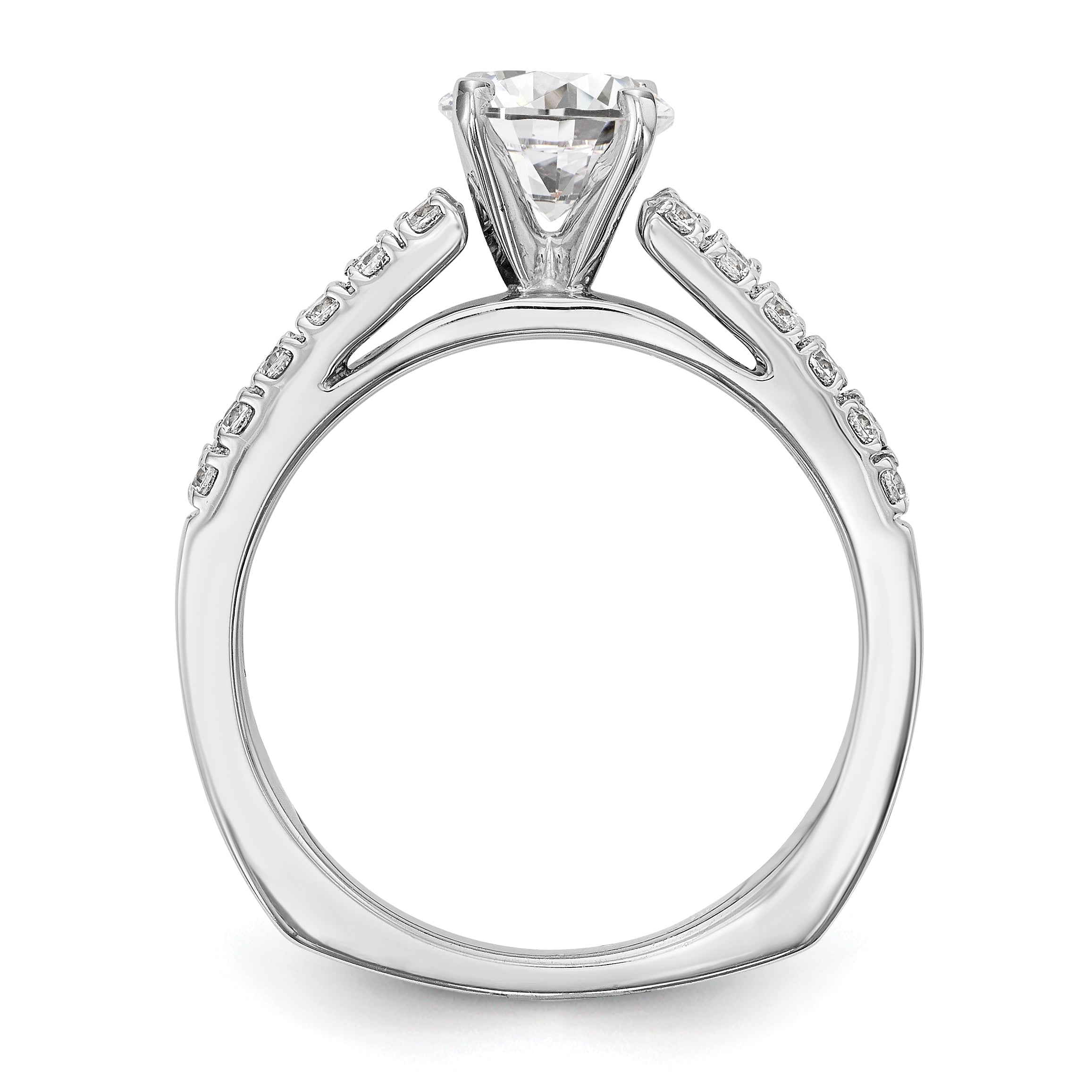 14K White Gold Diamond Peg Set Engagement Ring