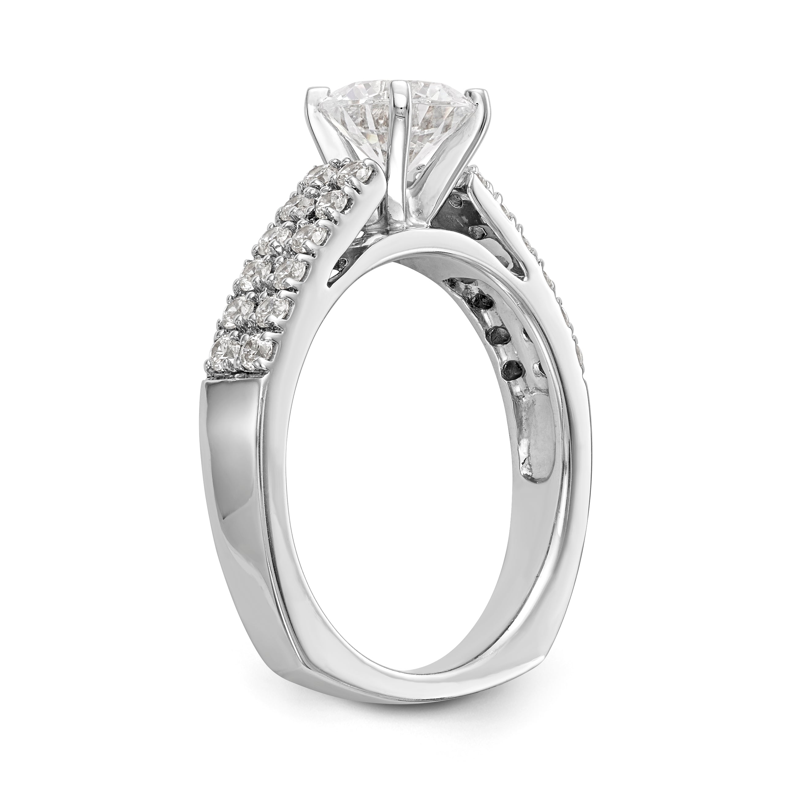 14K White Gold Diamond Peg Set Engagement Ring
