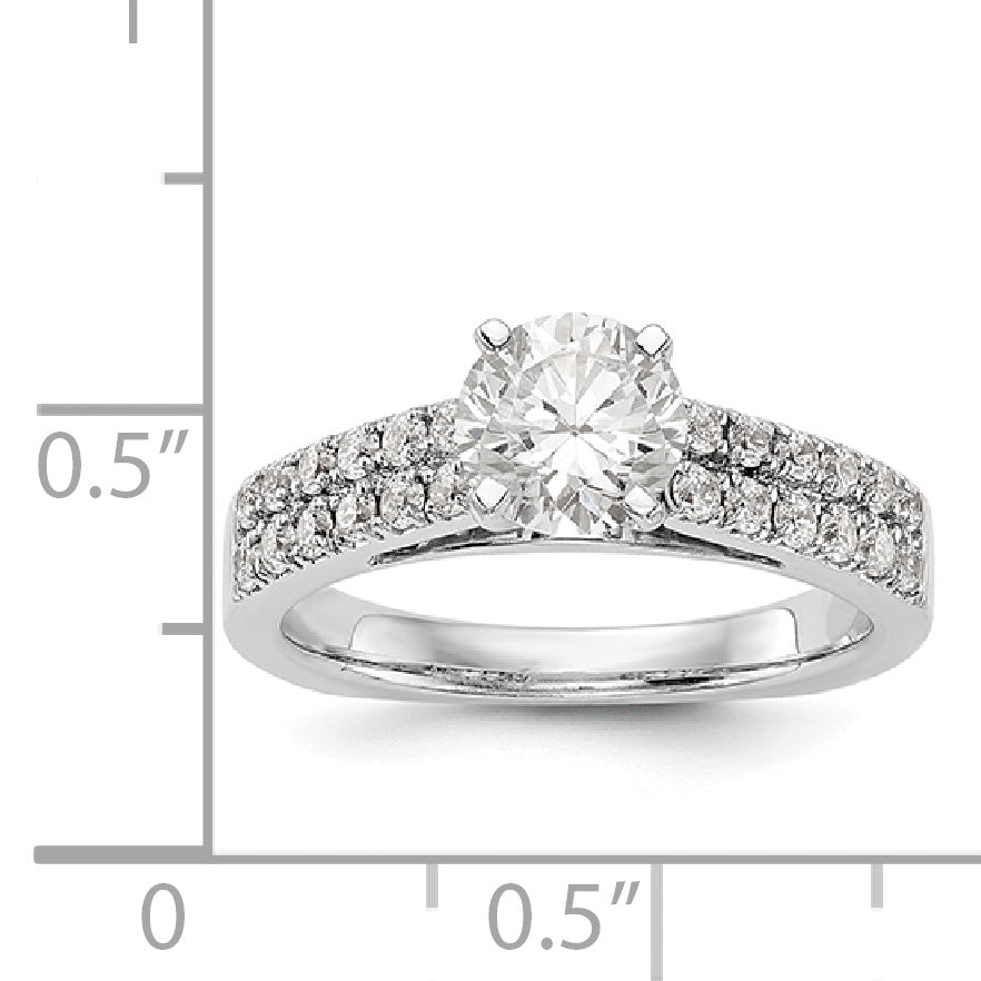 14K White Gold Diamond Peg Set Engagement Ring