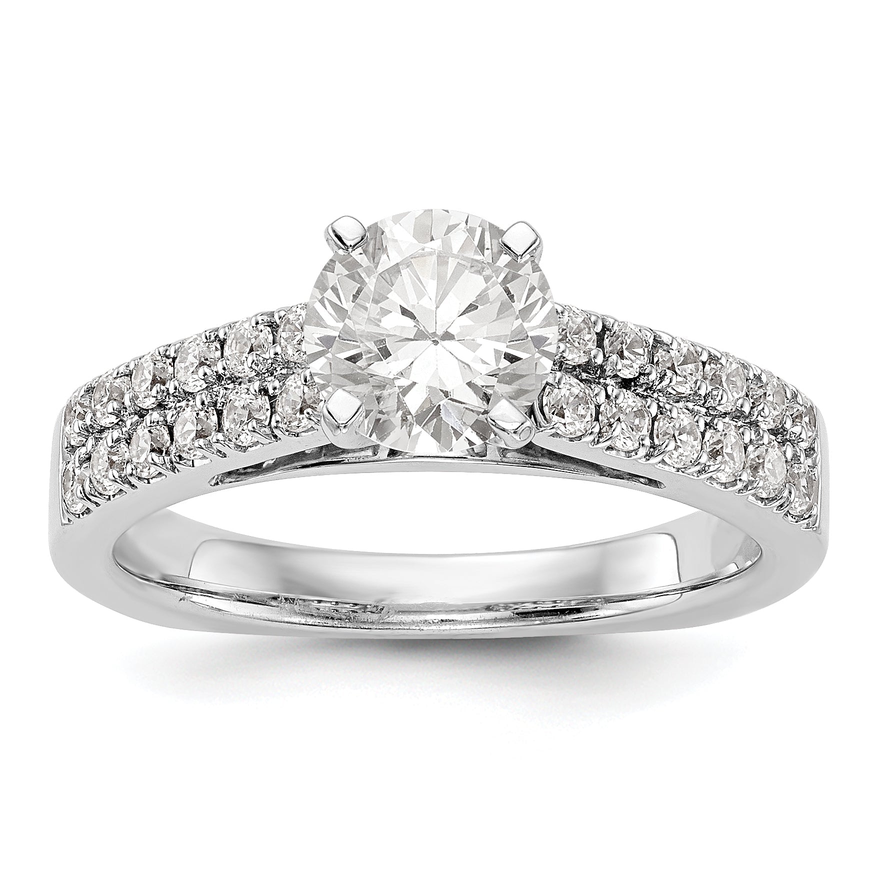 14K White Gold Diamond Peg Set Engagement Ring
