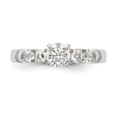 14K White Gold Diamond Peg Set Engagement Ring