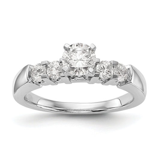 14K White Gold Diamond Peg Set Engagement Ring