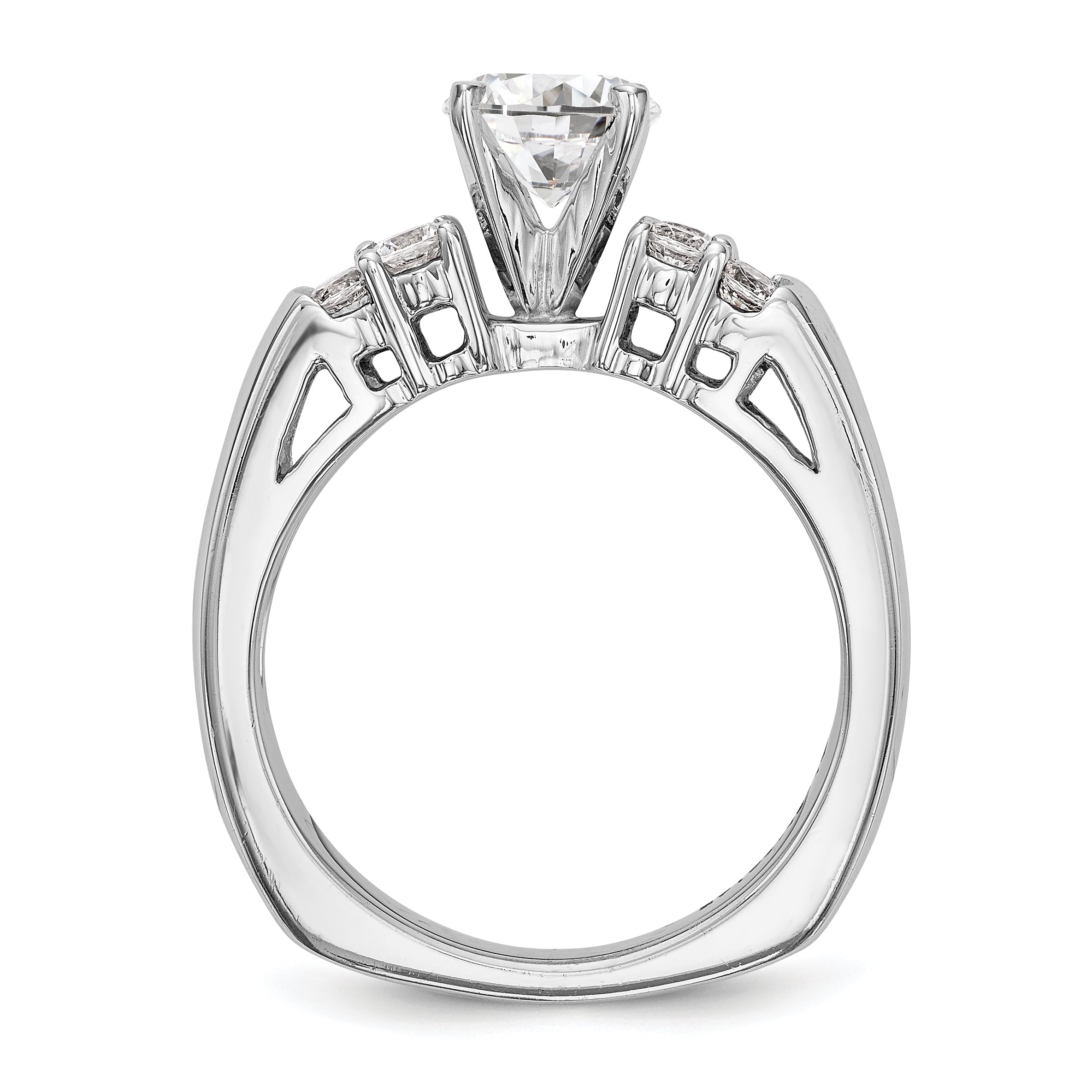 14K White Gold Diamond Peg Set Engagement Ring