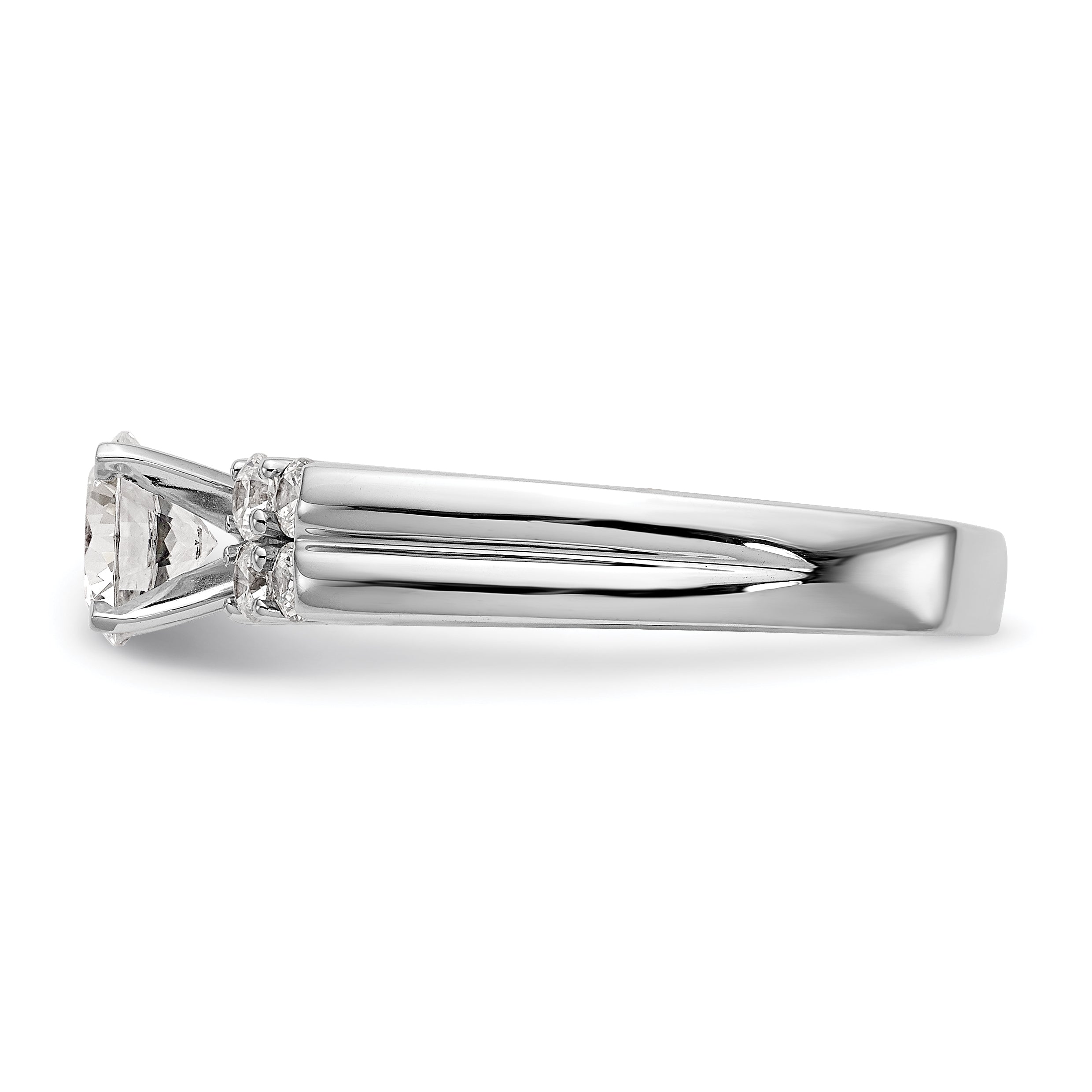 14K White Gold Diamond Peg Set Engagement Ring